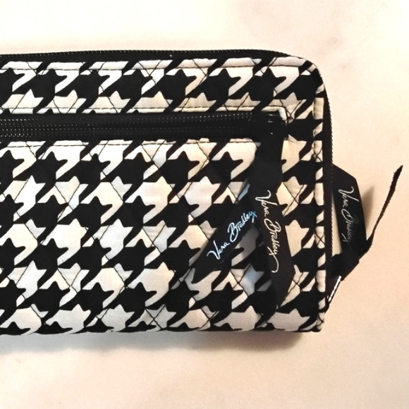 Vera Bradley Quilted Turnlock AND FULL Zip Around Wallet Midnight Houndstooth - Picture 8 of 10